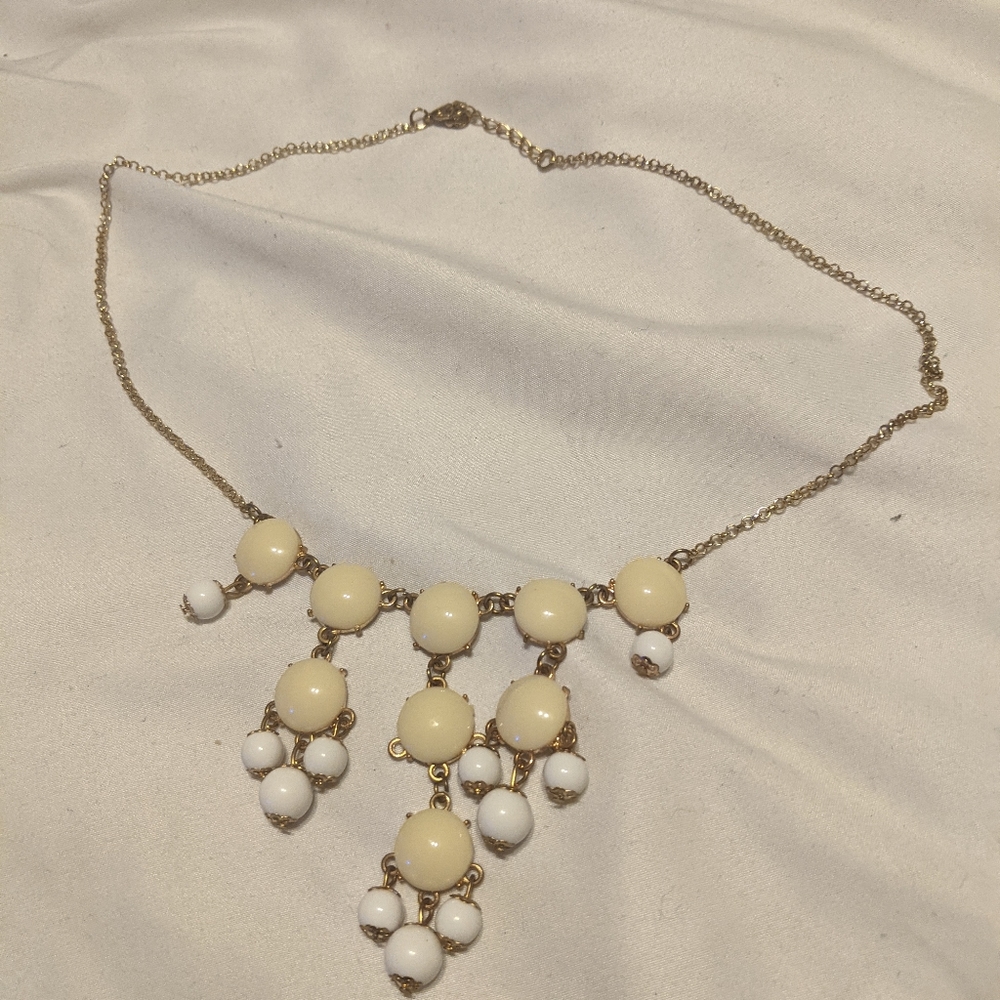 1950-1970, costume jewelry, necklace, 21", wt and creme